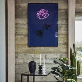 Neon Look Rose Stem Glass Wall Art